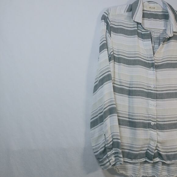 Bella Dahl Cream Tan Stripe Button Up Size L - Picture 4 of 7